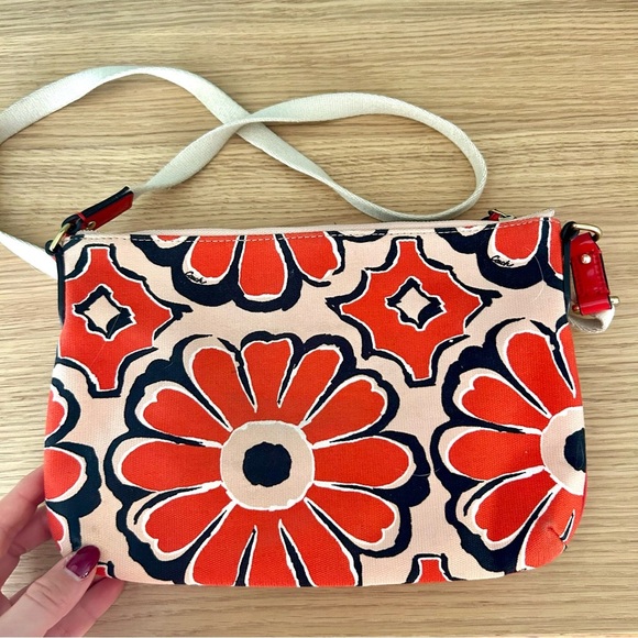 Coach Orange Floral Canvas Crossbody Bag - Picture 4 of 5